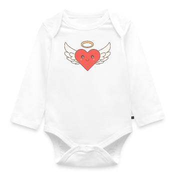 Halo de visage d'aile d'ange coeur doux - Body Bébé bio manches longues - blanc - Devant