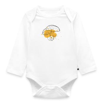 Mushroom | one line drawing - Organic Longsleeve Baby Bodysuit - white - Front