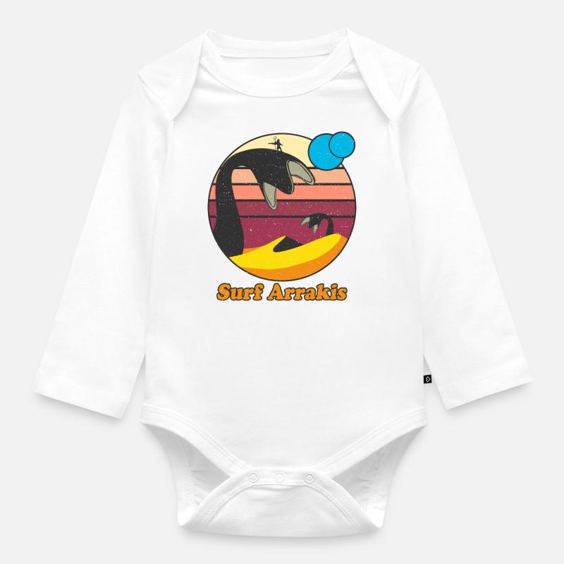 Surf Arrakis Rétro Graphique - Body Bébé bio manches longues - blanc