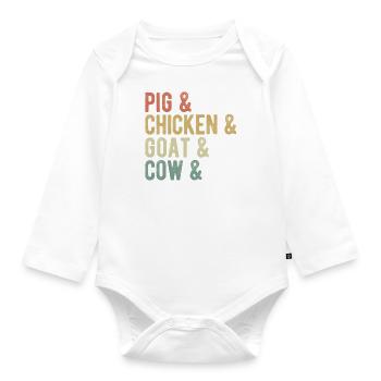 Animaux de la ferme drôles - cadeau rétro amoureux des animaux - Body Bébé bio manches longues - blanc - Devant