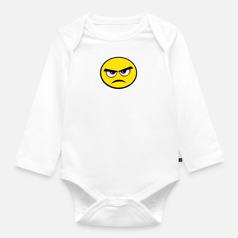 grumpy face - Baby Bio-Langarm-Body - Weiß