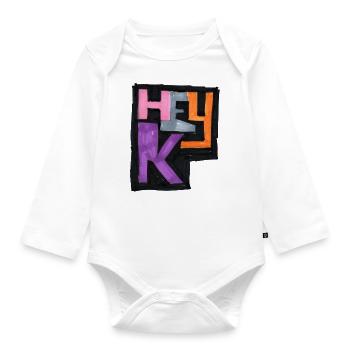 hey K Logo - Baby Bio-Langarm-Body - Weiß - Vorne