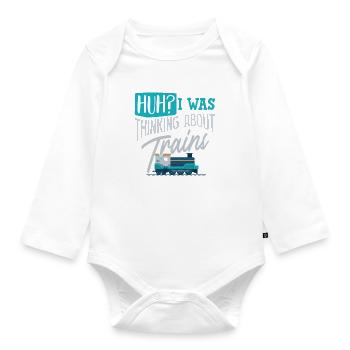 Trains railroad train - Organic Longsleeve Baby Bodysuit - white - Front