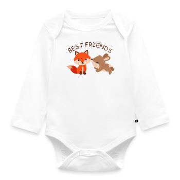 BEST FRIENDS bunny and fox pajama nightie. - Organic Longsleeve Baby Bodysuit - white - Front