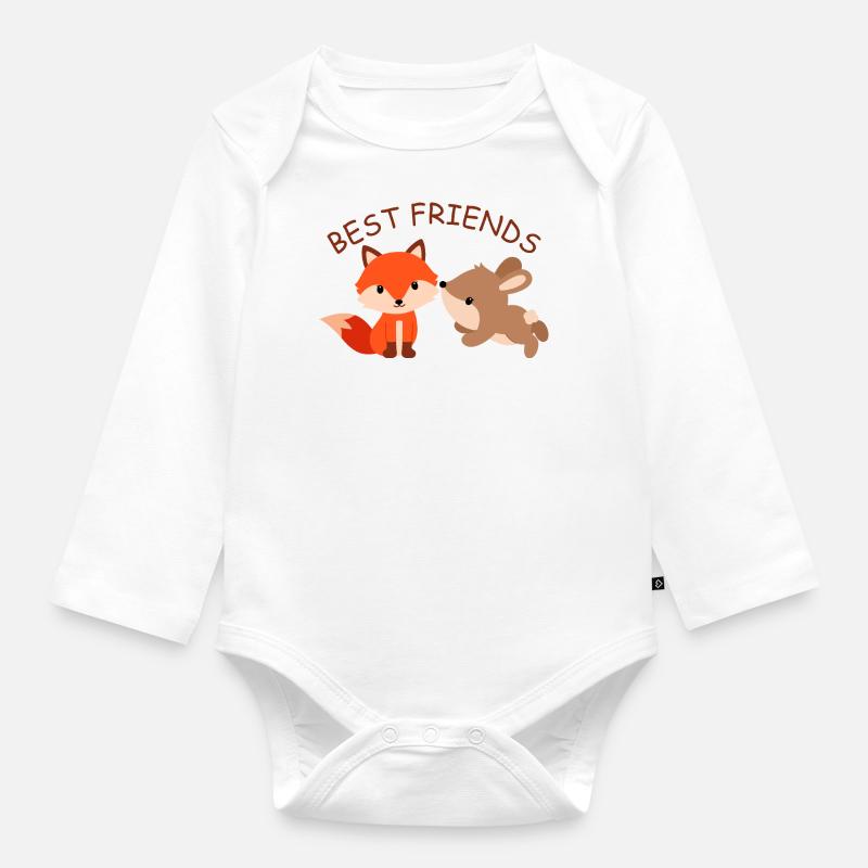 Camicia da notte pigiama coniglietto e volpe BEST FRIENDS. - Body ecologico per neonato a manica lunga - bianco