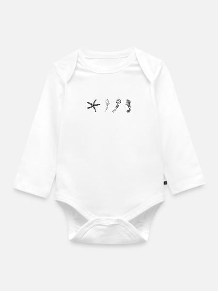 Meerestiere Mix - Baby Bio-Langarm-Body - Weiß