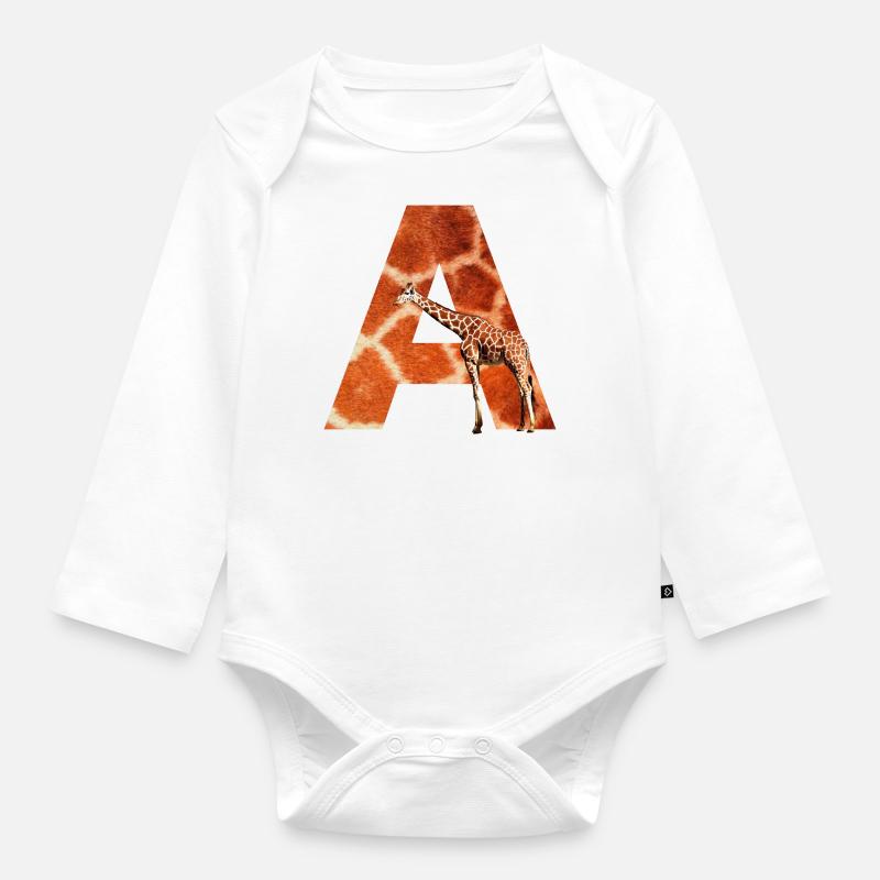 giraffe a - Baby Bio-Langarm-Body - Weiß