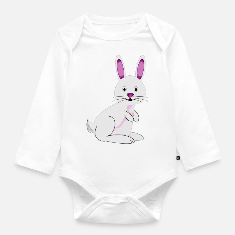 lapin - Body Bébé bio manches longues - blanc