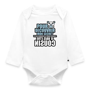 mon secret je vais être cousin - Body Bébé bio manches longues - blanc - Devant