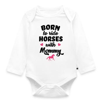 Né pour faire de l'équitation avec maman - Body Bébé bio manches longues - blanc - Devant