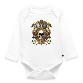 Freimaurer Illuminati Schädel - Baby Bio-Langarm-Body - Weiß - Vorne