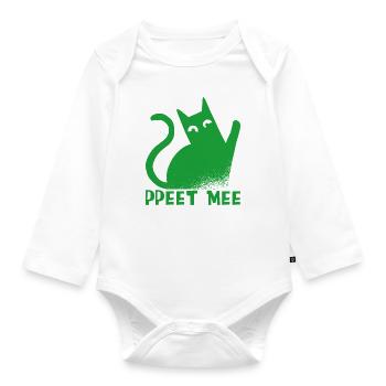 Pet me, Katze Kätzchen - Baby Bio-Langarm-Body - Weiß - Vorne