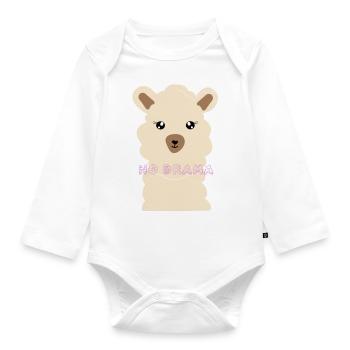 No drama Lama - Body Bébé bio manches longues - blanc - Devant