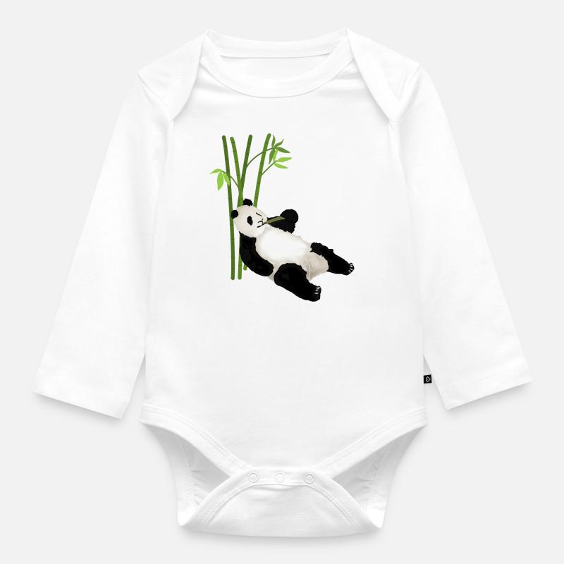 Panda, ours panda - Body Bébé bio manches longues - blanc