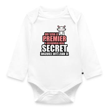 qui sera 1er à decouvrir mon secret être cousine - Body Bébé bio manches longues - blanc - Devant