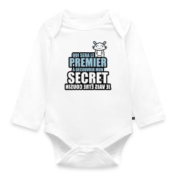 qui sera 1er à découvrir mon secret être cousin - Body Bébé bio manches longues - blanc - Devant