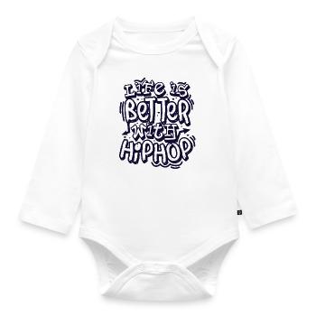 Hip hop - Body Bébé bio manches longues - blanc - Devant