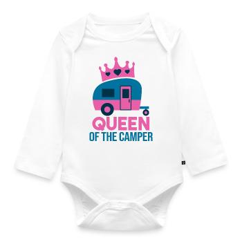 QUEEN OF THE CAMPER - Organic Longsleeve Baby Bodysuit - white - Front