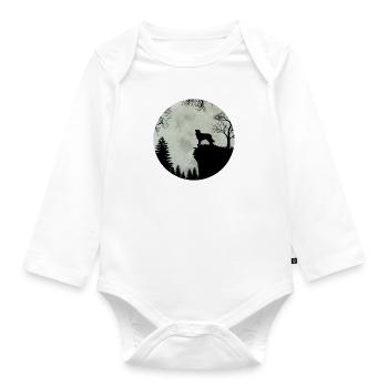 Australian Shepherd bei Vollmond Geschenk 0738 - Baby Bio-Langarm-Body - Weiß - Vorne