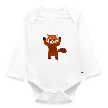 Panda rouge - Body Bébé bio manches longues - blanc - Devant