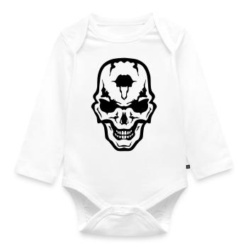Kopf des Todes Schädel Gothic Gothic Kranich - Baby Bio-Langarm-Body - Weiß - Vorne