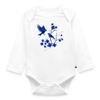 Oiseau bleu - Body Bébé bio manches longues - blanc - Devant