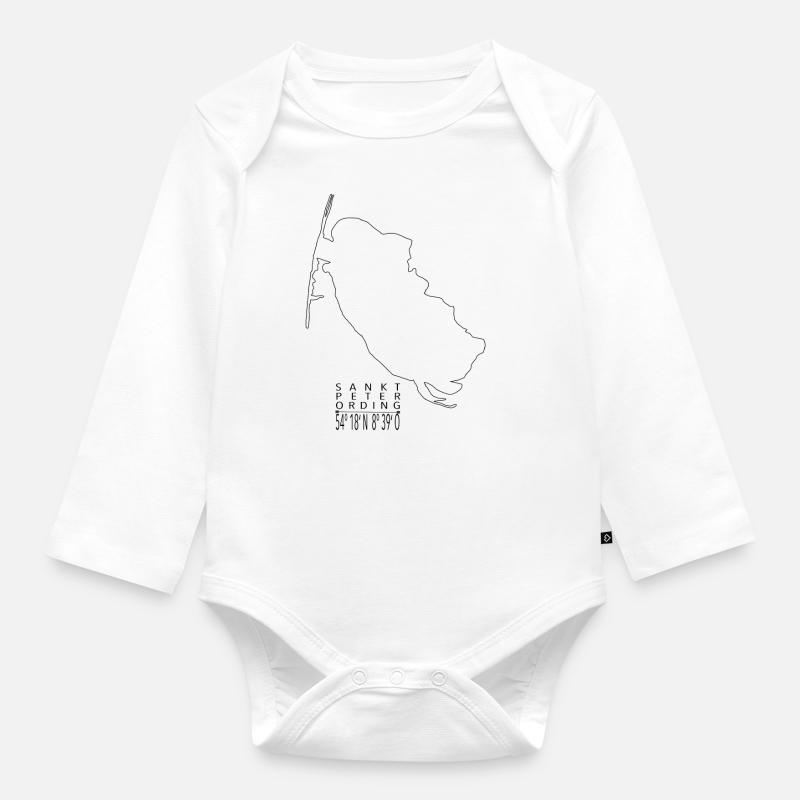 Sankt Peter-Ording contour noir - Body Bébé bio manches longues - blanc