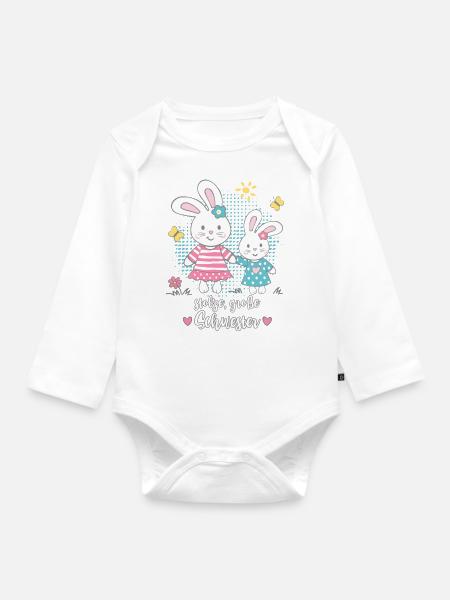 stolze, große Schwester - Baby Bio-Langarm-Body - Weiß