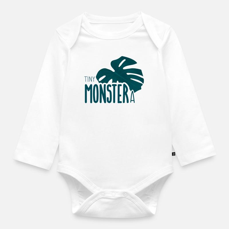 Petit monstera - Body Bébé bio manches longues - blanc