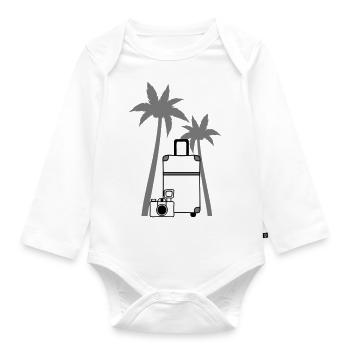Camera Suitcase Palme - Organic Longsleeve Baby Bodysuit - white - Front