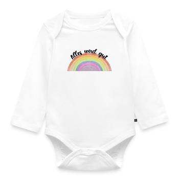 Regenbogen Alles wird gut - Baby Bio-Langarm-Body - Weiß - Vorne