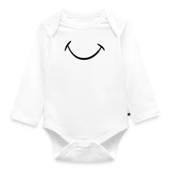 Make a smile - Organic Longsleeve Baby Bodysuit - white - Front