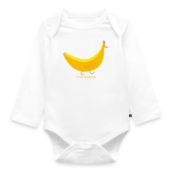 Lustiges Huhn als Banane (b) - Baby Bio-Langarm-Body - Weiß - Vorne