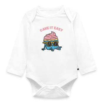 Cake It Easy saying sunglasses pun pastry - Organic Longsleeve Baby Bodysuit - white - Front