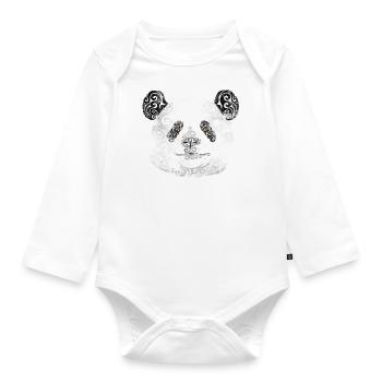 Swirly Panda - Baby Bio-Langarm-Body - Weiß - Vorne