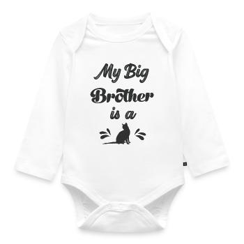 Mein großer Bruder ist eine Katze Katzen Baby - Baby Bio-Langarm-Body - Weiß - Vorne