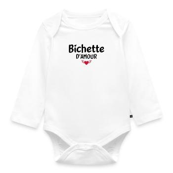 T-shirt femme message humour bichette d'amour - Body Bébé bio manches longues - blanc - Devant