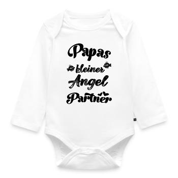 Papas kleiner Angel Partner Angeln mit Sohn Baby - Baby Bio-Langarm-Body - Weiß - Vorne