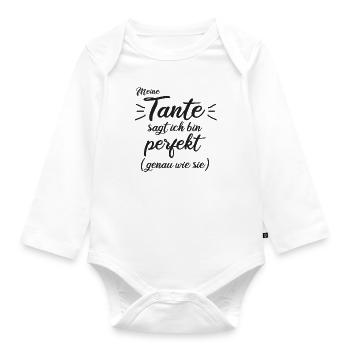 Tante Geschenk Baby-Body Geburt Nichte Neffe cool - Baby Bio-Langarm-Body - Weiß - Vorne