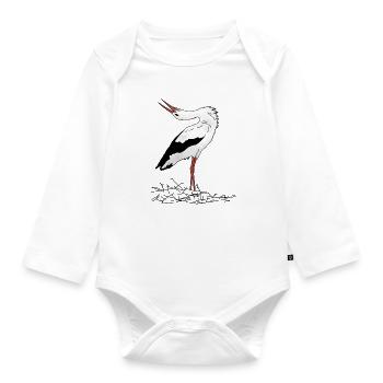 Stork - Organic Longsleeve Baby Bodysuit - white - Front