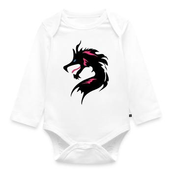 OolCool Dragon Head-I Love Dragon- 龍 - Baby Bio-Langarm-Body - Weiß - Vorne