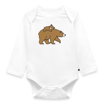 Maman ours avec son enfant - Body Bébé bio manches longues - blanc - Devant