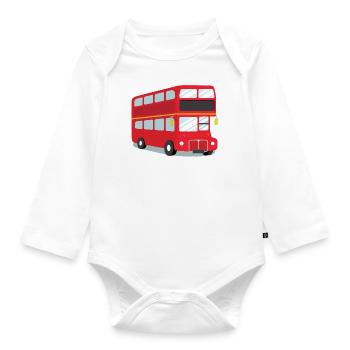Red London Bus - Organic Longsleeve Baby Bodysuit - white - Front