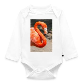 Flamingo (in German Flamingo) Phoenicopteridae - Organic Longsleeve Baby Bodysuit - white - Front