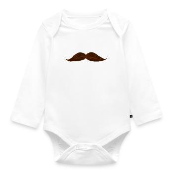 Schnurrbart - Baby Bio-Langarm-Body - Weiß - Vorne