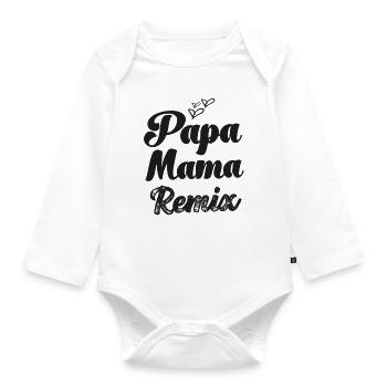 Papa maman remix bébé naissance progéniture bébé dictons - Body Bébé bio manches longues - blanc - Devant