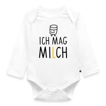 Ich mag Milch (b) - Baby Bio-Langarm-Body - Weiß - Vorne