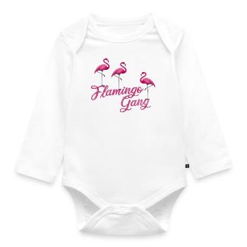 Flamingo Gang - Body Bébé bio manches longues - blanc - Devant