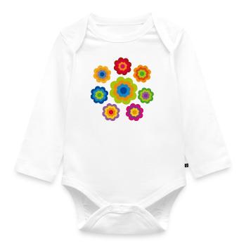 limited edition 4b flower power - Baby Bio-Langarm-Body - Weiß - Vorne