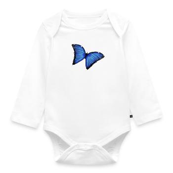 Blaue Schmetterlingsliebe - Baby Bio-Langarm-Body - Weiß - Vorne